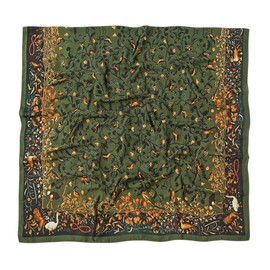 FAIRYGATE Green Silk Scarf Satin Women's Silk Scarves Peacock Scarfs Long Wrap Smooth Sunscreen Shawl for all Season Animal Print Scarf 88005