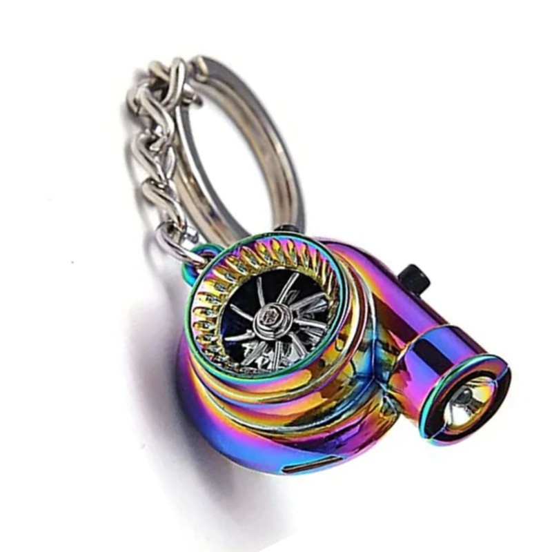 Metal Turbocharging Keychains LED Light Sound Colorful Zinc Alloy Turbine