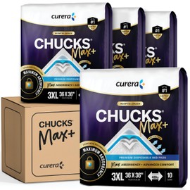 Chucks MAX+ Hospital Bed Pads Disposable Adult 36 x 36 Soft & Breathable Incontinence Pads - XXX-Large Chux Pee Pads for Elderly Adults - Extra Heavy Duty Absorbency Underpads [10x4-Packs = 40]
