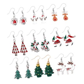 ABOOFAN Elegant Christmas Ear Pendant 9 Pairs Set Christmas Jewelry for Women Dangle Earrings for Party