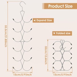 2Pcs Scarf Hanger with 12 Hooks, Metal Hanging Scarf Organiser, 360°Rotating Scarf Rack Space Savers Foldable Scarfs Holder Multifunctional Purse Hanger for Closet Scarves Shawl Belt(Silver)