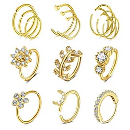 Mayhoop 20G Nose Rings Hoops Stainless Steel Nose Rings 8mm 10mm 12mm Piercing Hoops Jewelry For Women Men