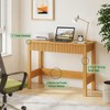 Fluted Light Oak Desk with 2 Drawers - 39 Inch