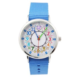 Bigbangbang Kids Analog Watch，Read and Learn Time Easily, Wrist Watch for Boys and Girls with Soft Cloth Band,Analog Time Teacher Wristwatch,Todder Watch Children's First Watch (Blue)