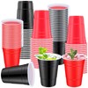 Jingmore 90 Pcs Red and Black Party Cups 16oz Disposable