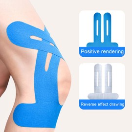 XUZOPIM Pack Of 4 Blue Precut Kinesiotapes Knee, Kinesiology Tape, Without Shere, Waterproof Elastic Physio Tape Kinesiotapes For Knee Pain (Blue)