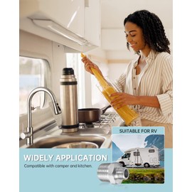 RV Faucet Adapter 1/2 to 3/8 Reducer WEWE Faucet Supply Line Adapter Stainless Steel 3/8 Compression Fitting Compatible with Water Pipe Connector 2 Pieces