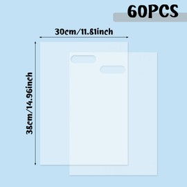 KEEPARTY 60 Clear Plastic Bags With Handles 12"x15" Perfect for Retail and Merchandise Clear Gift Bags for Boutiques and Small Businesses Gift and Trade Show Thank You Bags