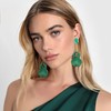 Flyonce Green Flower Petal Earrings for Women, Acrylic Rose Dangle