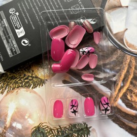 Summer Press on Nails Medium Almond Fake Nails Purple Pink False Nails with Coconut Tree Designs Nail Glitter Glue on Nails Spring Stick on Nails Full Cover Cute Acrylic Nails Matte Artificial Nails