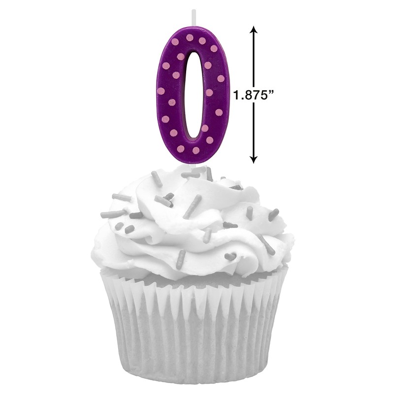 Papyrus Number 0 Birthday Candle, Purple Polka Dots (1-Count)