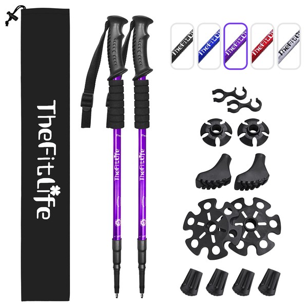 TheFitLife Trekking Poles - 2 Packs with Antishock and Quick
