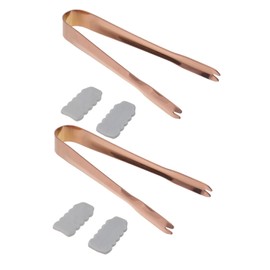 SHOWERORO 2pcs Stainless Steel Ice Tongs Non-Slip Grip Serving Tongs for Food Ice Cubes and Sugar Cubes Kitchen Restaurant and Bar Use