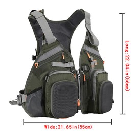 Fishing, sea Fishing, Multi Pocket Buoyancy Vest Backpack, Three in one Multifunctional Vest (Military Green)