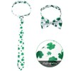 JEWEKY St. Patrick's Day Bow Tie Set Green Shamrock Necktie