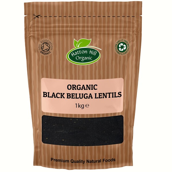 Organic Black Beluga Lentils 1kg by Hatton Hill Organic - Certified Organic