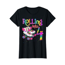 Rolling Into 4 years Let's Roll I'm Turning 4 Roller Skate T-Shirt