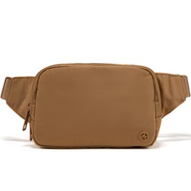 Pander Belt Bag Large 2L, Waterproof Everywhere Fanny Pack Purse for Women and Men with Adjustable Strap (Caramel Brown).