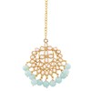 Aheli Faux Kundan Pearl Sky Blue Maang Tikka nupcial indio
