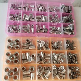300 Qt Aluminum Rivet Nut Kit Rivnut Nutsert Assort (150pcs Metric+150pcs SAE) HQ