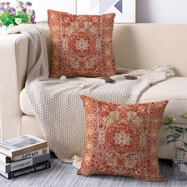 Miuyunya Set of 2 Bohemian Cushion Covers, 40 x 40 cm, Outdoor Cushion, Waterproof, Autumn, Exotic Pattern, Printed Cushion Cover, Boho, Indian, Country House Style, Decorative Cushion, Sofa Cushion