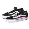 Black Old Skool x Shark Teeth Pattern Custom Handmade Shoes