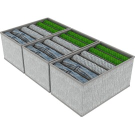 WANGIRL Clothes Drawer Organizer, Foldable Rigid PE Wardrobe Clothes Organiser Solution for Jeans, Pants, Shirts, Leggings, Baby Clothes, Wardrobe Storage Organiser (3 pcs, 33 * 25 * 19cm)