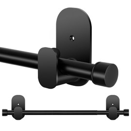 Curtain Rods No Drilling 32 to 43 Inch, HOTOZON 5/8 Inch No Drill Curtain Rods for Windows 20 to 39 Inches (1.6-3.25 ft) with Adhesive Brackets, Renter Friendly Adjustable Small Drapery Rod, Black