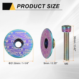 sourcing map 1 1/4" OD Bicycle Headset Stem Top Cap Aluminum Alloy Cycling Headset Cover Stem with Rainbow Color M6 Bolt for Mountain Road Bike MTB, Colorful