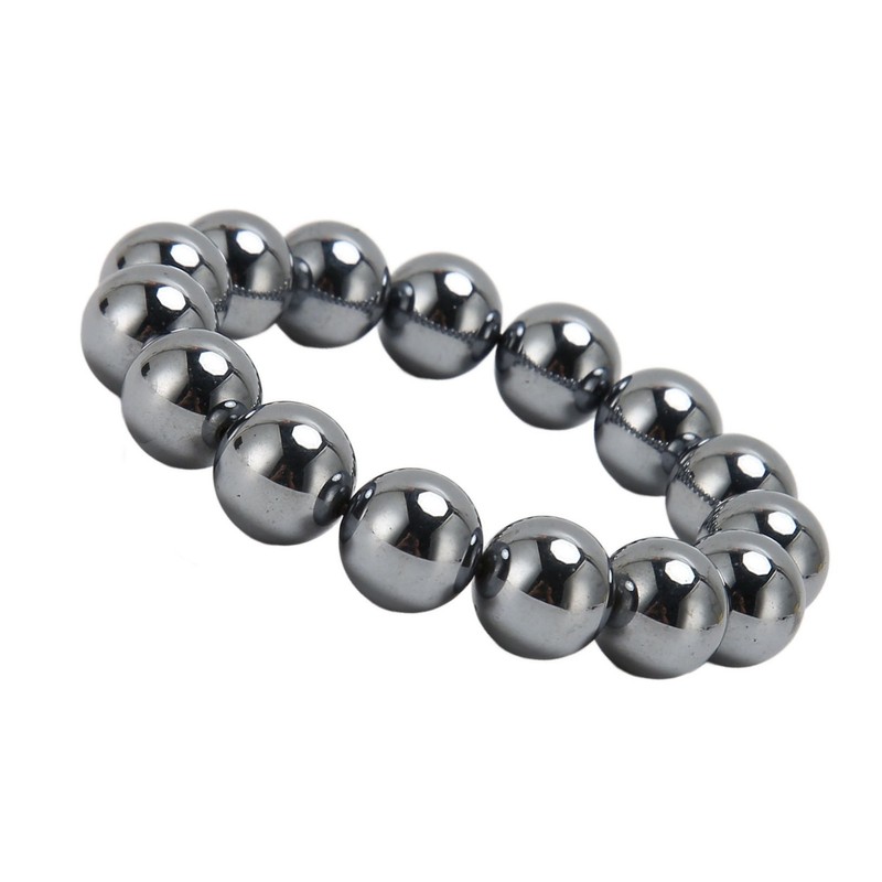 14mm Terahertz Stone Bracelet Promote Circulation Round Beads Chian Bracelet