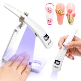 UV Nail Lamp for Gel Polish LEDSUUEI, [2-in-1 Dual-Zone]Handheld UV Light for Gel Nails, 400mAH Rechargeable Portable LED Display Nail Lamp Fast Flash Cure Nail Dryer for DIY Deco Manicure Home Travel