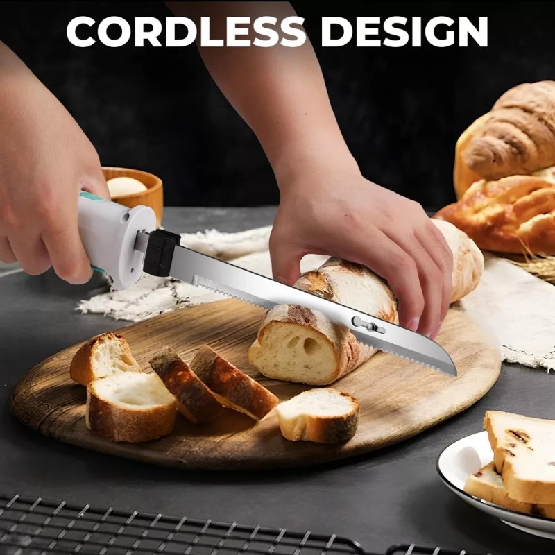 HAUSHOF 8V Cordless Electric Knife Set Meat Cutter Stainless Steel