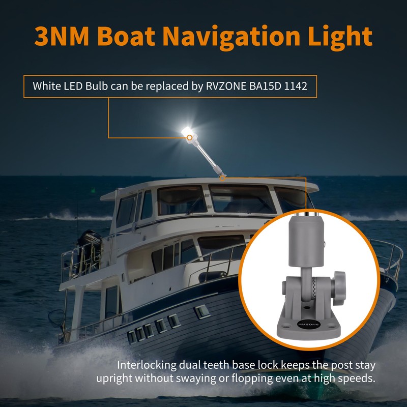RVZONE Stern Lights for Boats, 12 inch 180° Fold Down