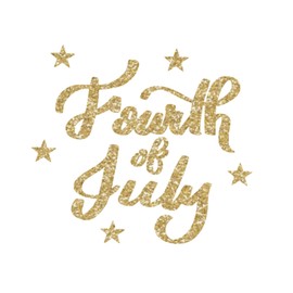 Fourth of July Iron On Decal, 4th of TShirt Decal, Vinyl Applique, Heat Transfer, DIY Craft, Graphic Design Patch, Pick from 4 Sizes - 26 Colors, Apply to Almost Anything (Champagne Glitter)