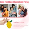 Leather Coin Purse with KeyChain Mini Zipper Fruit Coin Purse