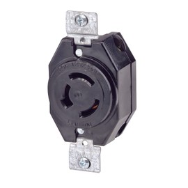 Leviton 7310-B 20 Amp, 125/250 Volt, Flush Mounting Locking Receptacle, Industrial Grade, Non-Grounding, Black