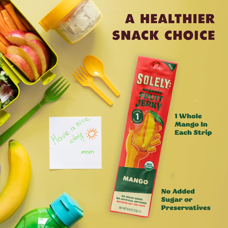 Solely - Organic Mango Fruit Jerky - 12 Individually Wrapped