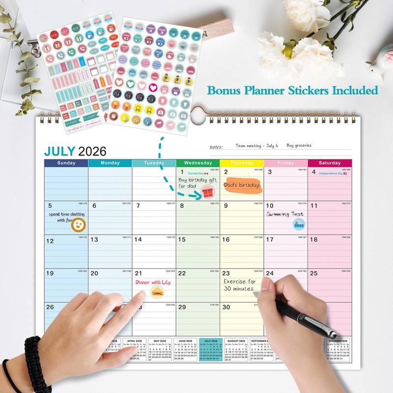 Wall Calendar 2026-2027, 18 Months Academic Calendar, July. 2026 -