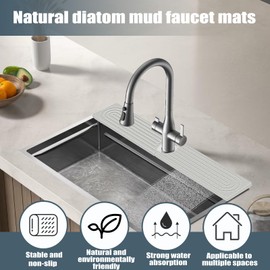 Stargaz Faucet Mat For Kitchen Sink，Sink stone quick dry around faucet,Stone Faucet Mat for Kitchen Sink Splash Guard Sinks Stones Quick Dry Around Faucets Stones Drying Mats Bathroom(15.8”×3.9”)