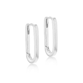 Tuscany Silver Sterling Silver Rectangular Hoop Earrings for Women, Silver