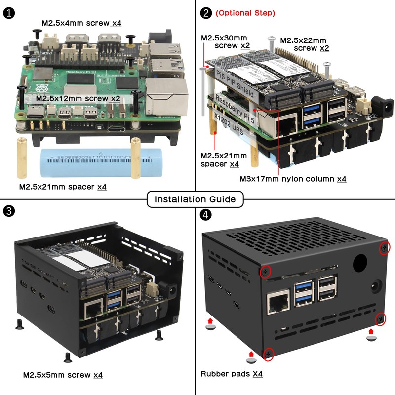 Geekworm X1202-C1 Metal Case for Raspberry Pi 5 & X1202