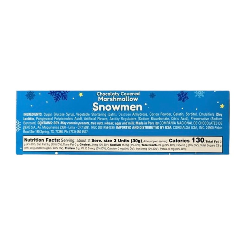 Chocolate Covered Chcolate Flavored Marshmallows, Snowman Christmas 2024, 10 Individually