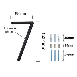 nanlyiau House Numbers Black Matt House Number 3D Black Metal House Numbers 6 inches/15.2 cm Floating House Number Sign Door Numbers Signage Plaque Street Home Address Numbers (xhj 6 in 7)