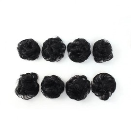 Short hair wig, giblet band, bun hair, C curl, black 8p set (WFLP8E0) / 똥머리 가발 곱창밴드 올림머리 C컬 블랙 8p세트 (WFLP8E0)