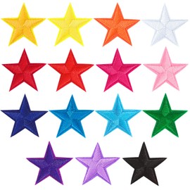 AUGSUN 30pcs Colorful Star Iron On Patches Clothing Embroidered Star Sew on Patches Applique Repair Patch ﻿