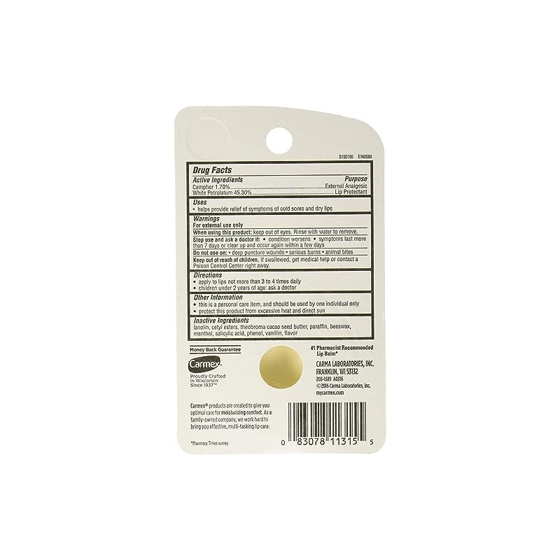 Carmex Bálsamo labial clásico medicado 0.25 oz (paquete de 10)