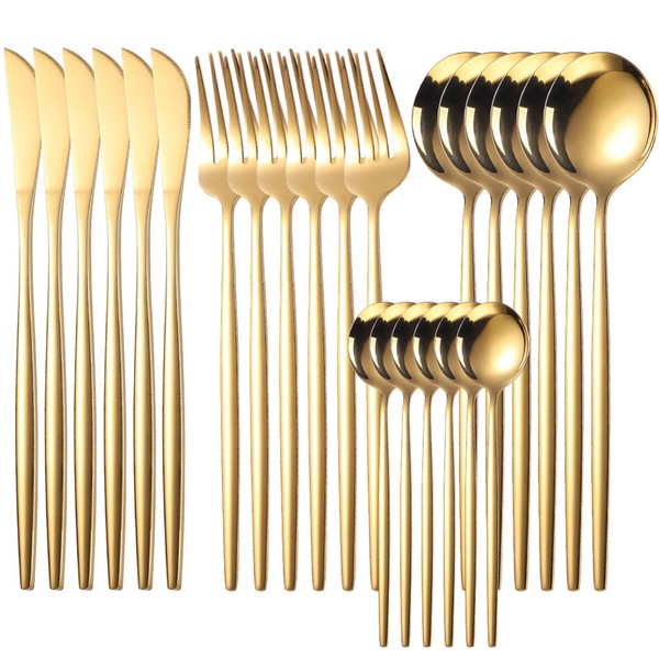 LSXD Juego de Cubiertos de 24 Piezas, Cubiertos de Acero