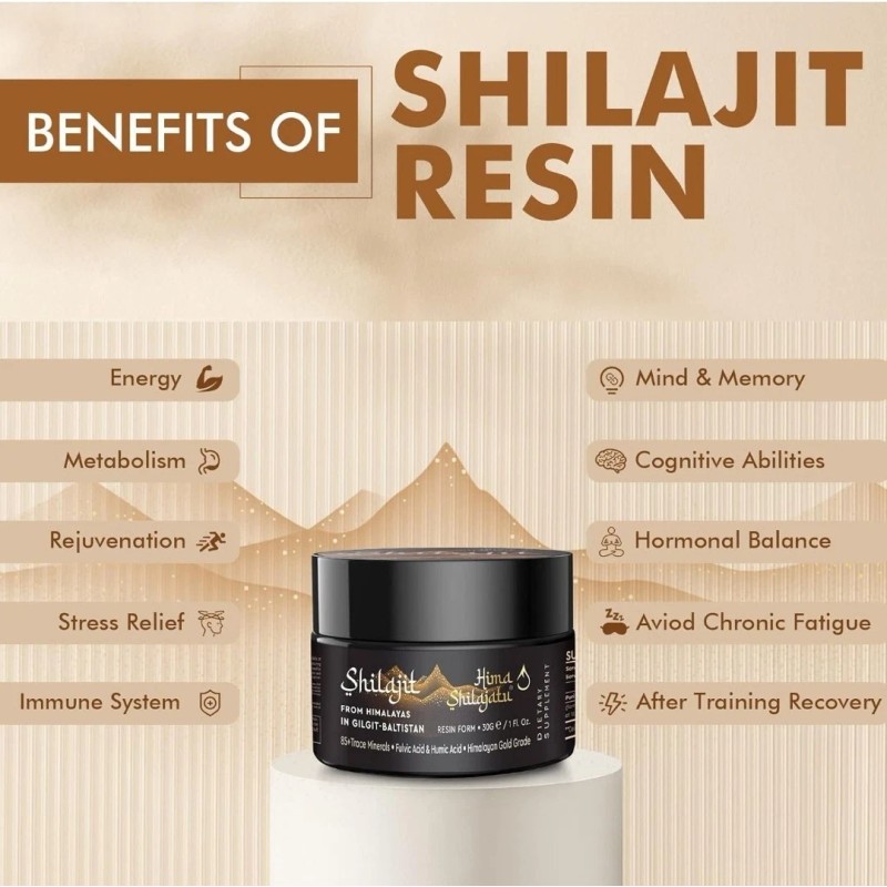Hima Shilajit Pure 100% Himalayan Shilajit, Soft Resin, Organic, Extremely