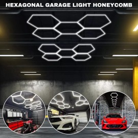 Hexagon Garage Light 6500K LED Hexagon Lights 144W for Warehouse Office Studio