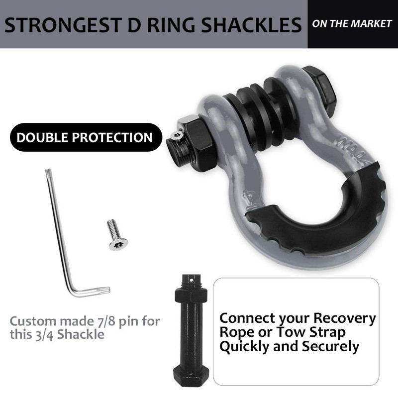 AMBULL Shackles 3/4" D Ring Shackle (2 Pack) 45,0000lb Break
